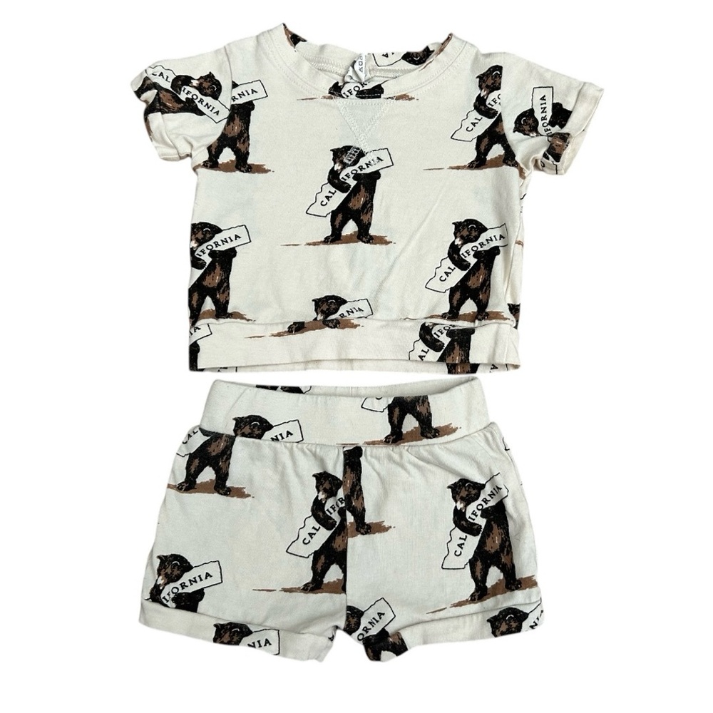 3-6m Kate Quinn California Bear Shorts Tee Outfit Matching Set Shortie T-shirt